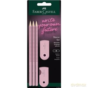 Zestaw Grip różowy Faber-Castel 3 ołówki+ gumka + temperówka blister