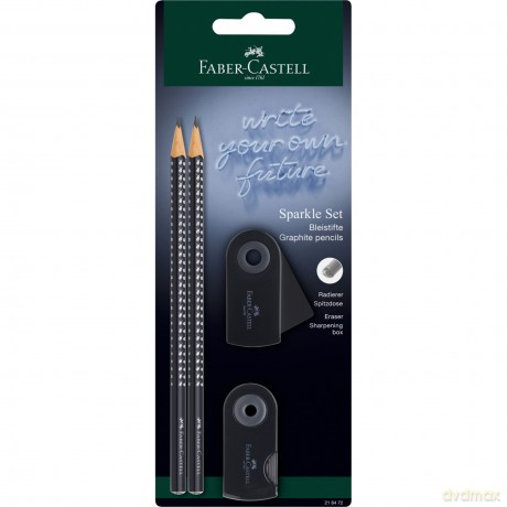 Zestaw Sparkle black Faber-Castell 2 ołówki+ temperówka + gumka blister