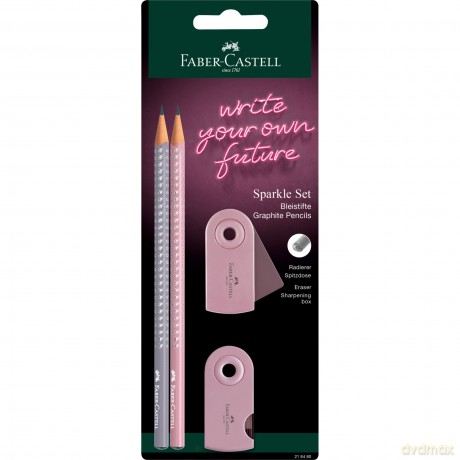Zestaw Sparkle Faber-Castell 2 ołówki+gumka +temperówka blister