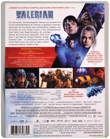 Valerian and the City of a Thousand Planets (Valerian i miasto tysiąca planet) (steelbook) [Blu-Ray]