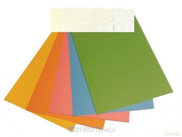 Karton obustronny kropki 300g 24x34cm 5 ark MIX