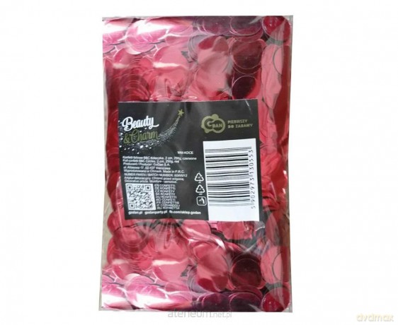 Konfetti foliowe czerwone B&C kółeczka 2cm 250g