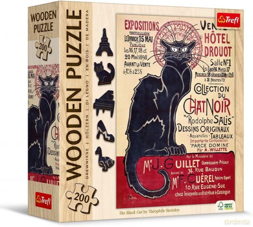 Puzzle drewniane 200 el. Czarny Kot [PUZZLE]