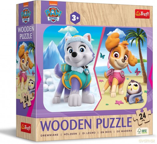 Puzzle drewniane 24 el. Dziewczęcy Psi Patrol [PUZZLE]
