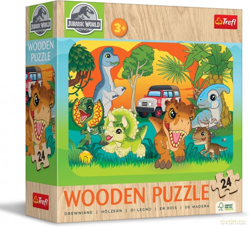 Puzzle drewniane 24 el. Poznaj dinozaury [PUZZLE]