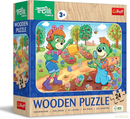 Puzzle drewniane 24 el. Poznaj Rodzinę Treflików [PUZZLE]