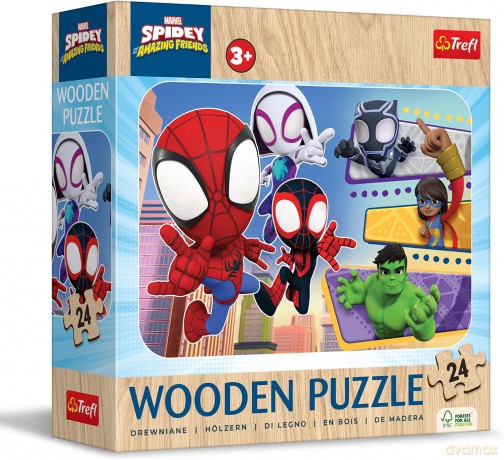Puzzle drewniane 24 el. Spidey i przyjaciele [PUZZLE]