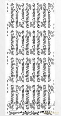 Stiker ażurowy 32szt zaproszenie srebrny