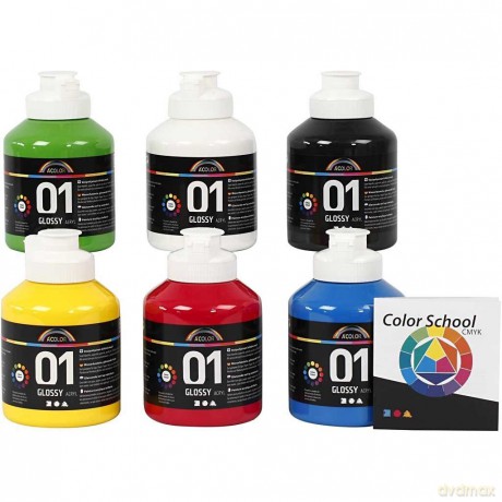 A-Color - Acrylic Paint - Glossy - 6 x 500 ml (32032)