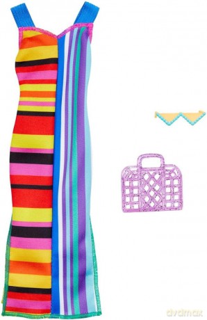 Barbie - Fashion and Accessories Complete Look - Utfit Striped dress (HJT22)