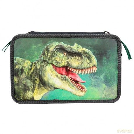 Dino World - Triple Pencil Case - Green With 3D Effect - (0412475)