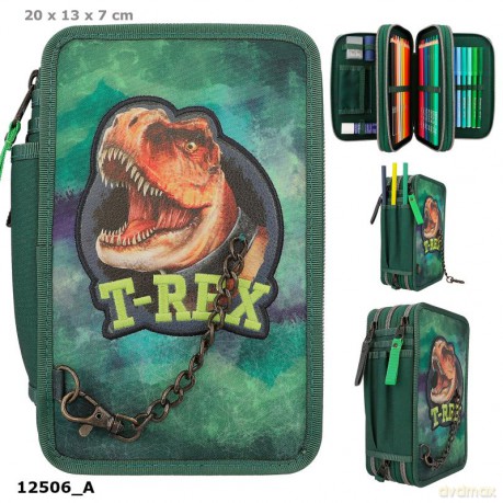 Dino World - Triple Pencil Case - T-REX - Green -(0412506)