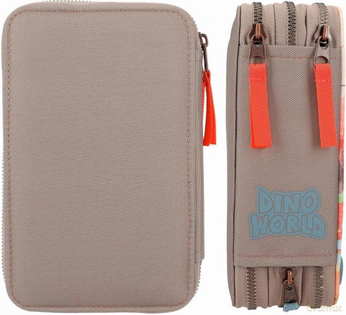 Dino World Triple Pencil Case LED Khaki Brown (412381)