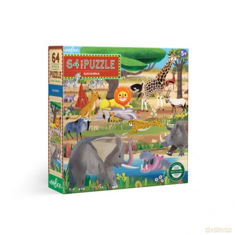 EEBOO - Puzzle 64 pcs - Savanna - (EPZSVA) [PUZZLE]