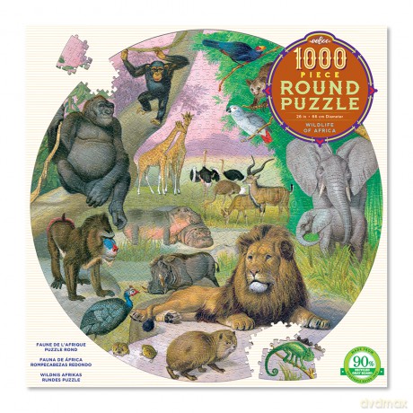 eeBoo - Round Puzzle - Wildlife of Africa, 1000 Pc (EPZCWLA) [PUZZLE]