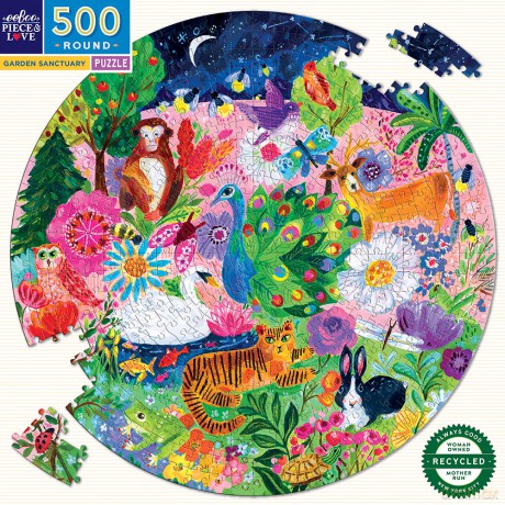 eeBoo - Round Puzzle 500 pcs - Garden Sanctuary - (EPZFGSA [PUZZLE]