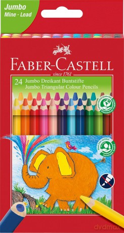Faber-Castell - Jumbo Triangular colour pencils, wallet of 24 (116524)