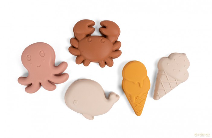Filibabba - Silicone sand toys 5 pieces - warm colors