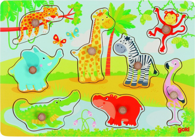 GOKI - African baby animals, Lift out puzzle - (57397) [PUZZLE]