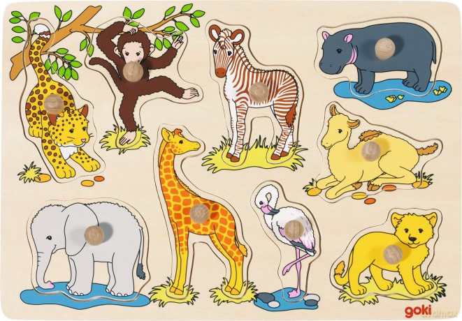 GOKI - African baby animals, Lift out puzzle - (57829) [PUZZLE]