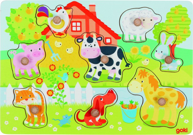 GOKI - Farm animals, lift-out puzzle - (57392) [PUZZLE]