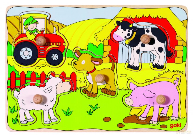 GOKI - On the farm, Lift out puzzle - (57589) [PUZZLE]