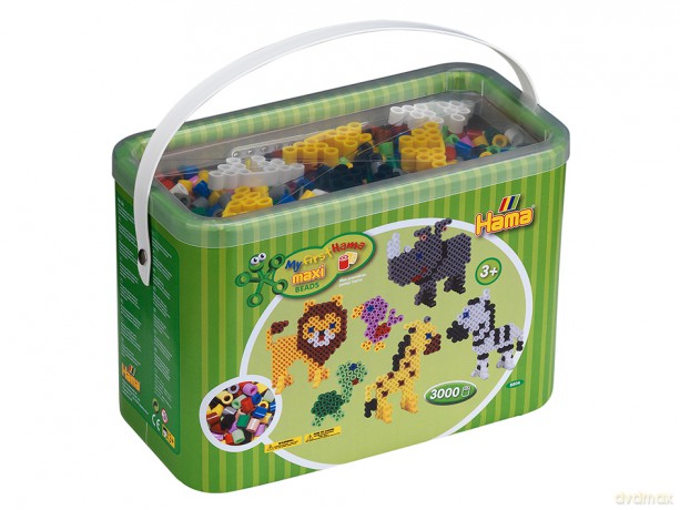 HAMA - Maxi Beads - 3.000 Beads and Pegboards in Bucket (8804)