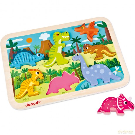 Janod - Chunky Puzzle - Wood - Dinosaurs (LKJ7054) [PUZZLE]
