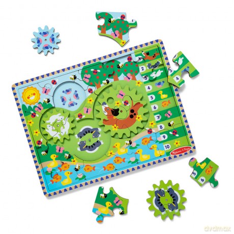 Melissa and Doug - Animal Chase I-Spy Wooden Gear Puzzle - (31004) [PUZZLE]