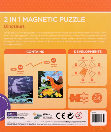 mierEdu - Magnetic Puzzle 24+48 pcs - Dinosaurs - (ME181) [PUZZLE]