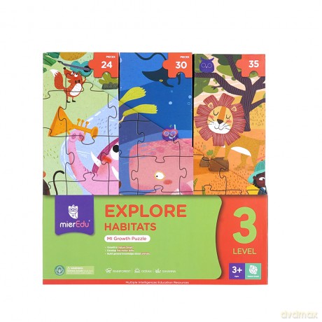mierEdu - Puzzle 24-30-35 pcs - Level 3 - Explore Habitats - (ME643) [PUZZLE]