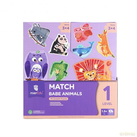 mierEdu - Puzzle 8x3 pcs - Level 1 - Match Baby Animals - (ME641) [PUZZLE]