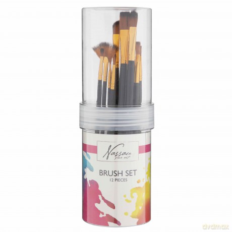 Nassau - Brush set with 12 brushes in screwable tube - (K-AR0827/GE)