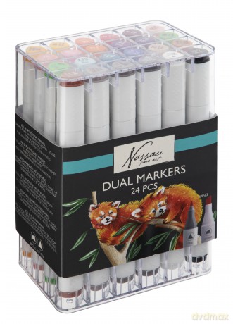 Nassau - Markers Dual Tip 24 pcs White - (K-AR0104/22GE)