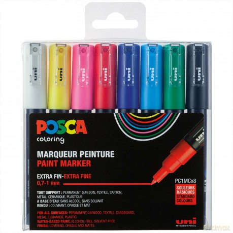 Posca - PC1MC - Extra Fine Tip Pen, 8 pc