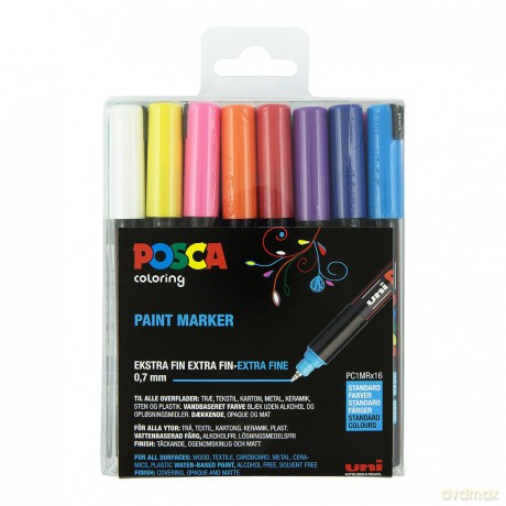 Posca - PC1MR - Extra Fine Tip Pen - Basic Colors, 16 pc