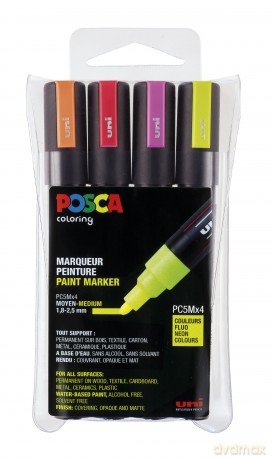 Posca - PC5M - Medium Tip Pen - Neon colors, 4 pc