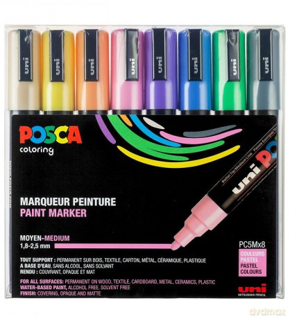 Posca - PC5M - Medium Tip Pen - Pastel colors, 8 pc