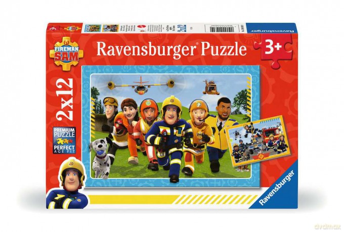 RAVENSBURGER Puzzle Fireman Sam Rescuers are coming 2x12p [PUZZLE]