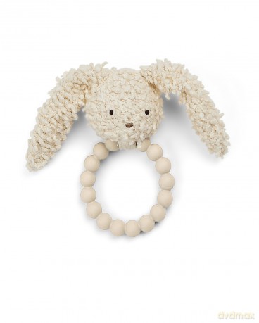 Smallstuff - Rattle Silicone Ring, Rabbit, Off. White Boucle