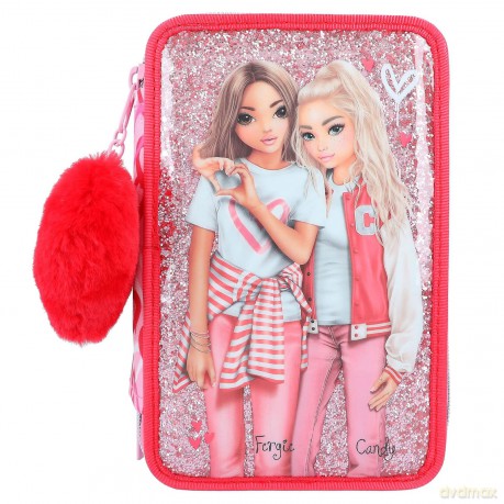 TOPModel - Trippel Pencilcase with plush heart - ONE LOVE - (0412230)