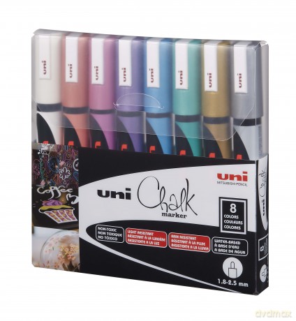 Uni - Chalkmarker 5M - Metallic colors, 8 pc