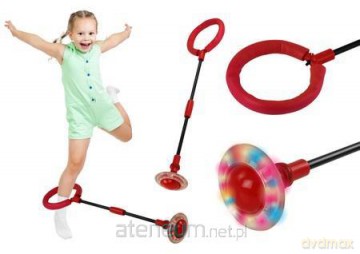 Hula hop skipper na nogę świecący składany czerw.