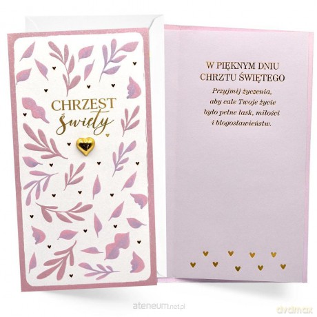 Karnet Chrzest różowy