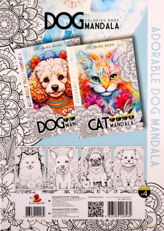 Kolorowanka A4 8 obrazków Dog mandala Psy