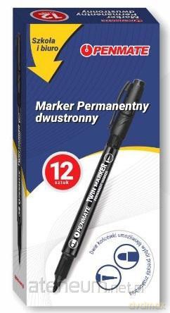 Marker dwustronny czarny (12szt)