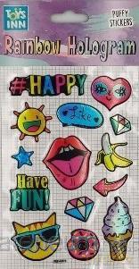 Naklejki rainbow hologram - Happy