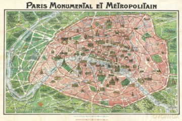 Art Nouveau Paris Map 1920 [PLAKAT]
