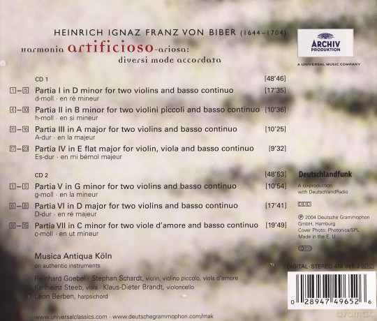 Musica Antiqua Koln: Biber Harmonia Artificiosa [2CD]