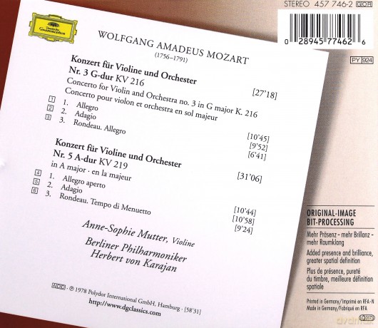 Mutter Karajan: Mozart 3,5 Violinkonz [CD]